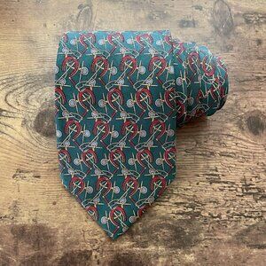 Brooks Brothers Vintage Necktie Green Red Gold Horsebit Horseshoe Silk Tie MiUSA